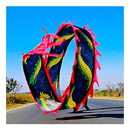 ZOAPDEBCE3D Dragon Ribbon Streamer， Drachen-Druck-Tanz-Luftschlangen, Bunte Drachen-Tanz-Luftschlangen aus Seide, Outdoor Square Park Sports Fitness-Band(Black+red,10m/33ft) von ZOAPDEBCE