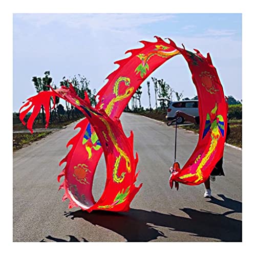 ZOAPDEBCE3D Dragon Ribbon Streamer， Drachen-Druck-Tanz-Luftschlangen, Bunte Seiden-Drachen-Tanz-Luftschlangen, Erwachsene Kinder Spin Swing Sport-Fitness-Band(Rosso,8m/26ft) von ZOAPDEBCE