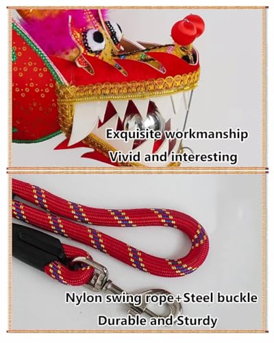 ZOAPDEBCE3D Dragon Ribbon Streamer， Outdoor-Fitness-Drachentanz-Luftschlangen, goldene Schuppen-Drachen-Poi aus Seide for Kinder und Erwachsene, chinesisches Drachentanzband, 6 m/8 m/10 m(10m/33ft) von ZOAPDEBCE