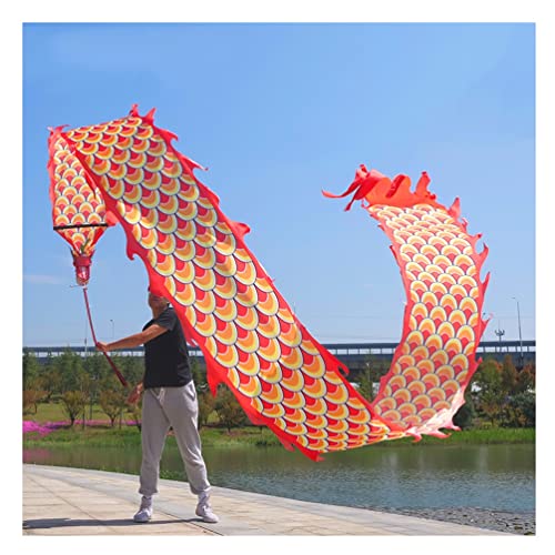 ZOAPDEBCE3D Dragon Ribbon Streamer， Rote Seiden-Drachentanz-Luftschlangen, Erwachsene Kinder Outdoor-Sport-Fitness-Spinnband, Drachentanz-Spielausrüstung im chinesischen Stil(10m/33ft) von ZOAPDEBCE