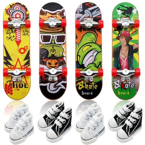 ZOCONE 4 Paar Finger Skateboard Schuhe, Mini Finger Schuhe, Cartoon Finger Skateboards, Skateboards Spielzeug Fingerboard Mini Spiele für Flips und Stunts, für Kinder ab 5 Jahren von ZOCONE