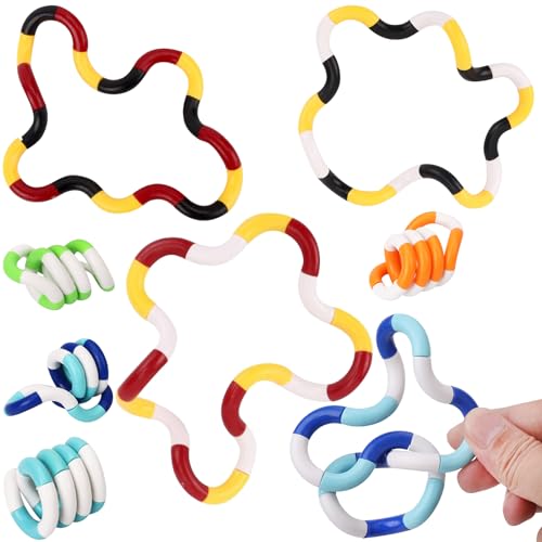 ZOCONE 7 Stück Hand-Tangle Toy, Dekompressionsspielzeug, Zopfspielzeug, Stressabbau, frei drehend, sensorisches Fidget Spielzeug für Kinder und Erwachsene von ZOCONE