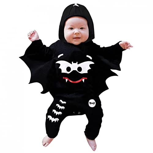 Neugeborene Baby MäDchen Halloween KostüM Halloween Kinder Fledermaus Einteiliger Body Romper Kleidung Set FaschingskostüMe Kleinkinder Halloween Babyset Bekleidungsset Kleidungsset 1/2/3 Stück von ZOFIS