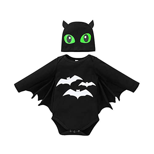 ZOFIS Baby Halloween Kleidung Halloween Cosplay Strampler Hut Bat Outfits Set FaschingskostüM Kleinkind Junge Halloween Karikatur Kinder Costume Kleidungsset 1/2/3 Stück von ZOFIS