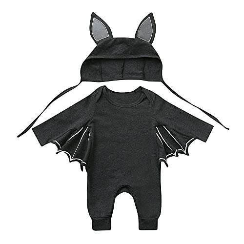 ZOFIS Baby Halloween Kleidung Halloween Cosplay Strampler Hut Bat Outfits Set FaschingskostüM Kleinkind Junge Halloween Karikatur Kinder Costume Kleidungsset 1/2/3 Stück von ZOFIS