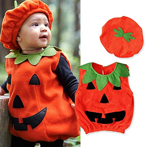 ZOFIS Halloween Outfit Halloween Cosplay KostüM KüRbis KarnevalskostüM Baby Karneval KostüM Junge Kleinkind Party Halloween KostüM Newborn Baby Set 1/2/3 Stück von ZOFIS