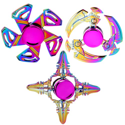 ZOKJSW Cool Metal Finger Hand Spinners Set,3PCS Toy Pack for Kids Adults, Fingertip Gyro Spielzeug Set for Spirale Twister,Regenbogen Geschenk für Jungen Mädchen von ZOKJSW