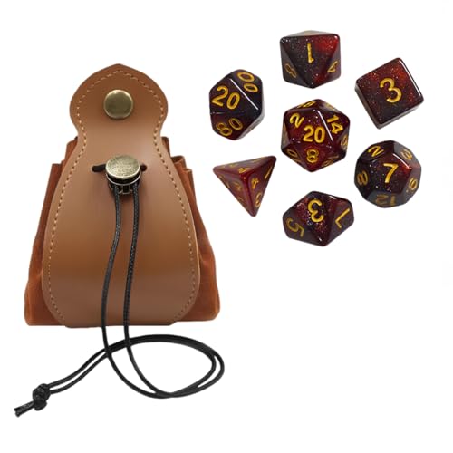 ZOKJSW Polyhedron Würfel Set Polyeder Würfel mit Leder Aufbewahrungstasche D4 D6 D8 D10 D12 D20 Spielwürfel für Dungeons Dragons DND RPG MTG von ZOKJSW