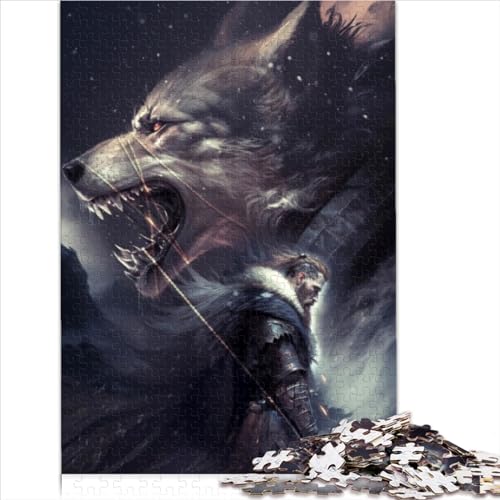 1000-teiliges Puzzle Fenrir und der Gott Tyr Puzzles Holzpuzzles Lernspielzeug zum Stressabbau 75x50cm von ZOMTOON