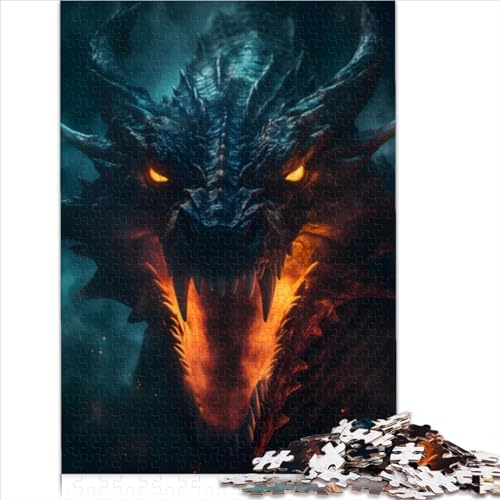 1000-teiliges Puzzle Feuriger Drachenatem-Puzzle für Erwachsene, Holzpuzzle, schwierig und herausfordernd (Größe 75x50cm) von ZOMTOON