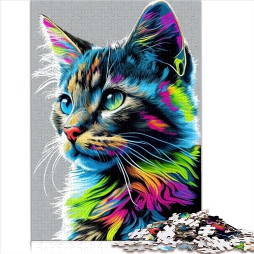 1000-teiliges Puzzle für Erwachsene, Katzen-Pop-Art-Tier, quadratisches Puzzle für Erwachsene und Kinder, Holzpuzzles, Puzzle zum Anfassen (Größe 75x50cm) von ZOMTOON