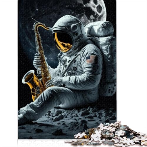 Puzzle für Erwachsene, 1000 Teile, Astronauten-Saxophon, Puzzle für Erwachsene, Holzpuzzle, lustiges Geschenk, 75x50cm von ZOMTOON