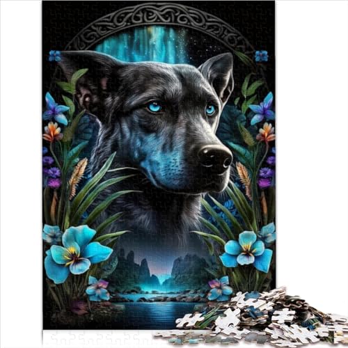 Puzzles 1000 Teile Schwarzer Hund im Dschungel Puzzle Dekompressionsspielzeug Holzpuzzles Erwachsene Kinder Geburtstagsgeschenke (Größe 75x50cm) von ZOMTOON