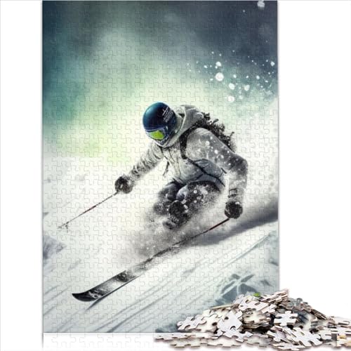 Puzzles Für Erwachsene Und Kinder, Ski-Puzzle, 1000 Teile, Kreative Holzpuzzles, Puzzles Für Erwachsene, Geschenke (Größe 75X50CM) von ZOMTOON