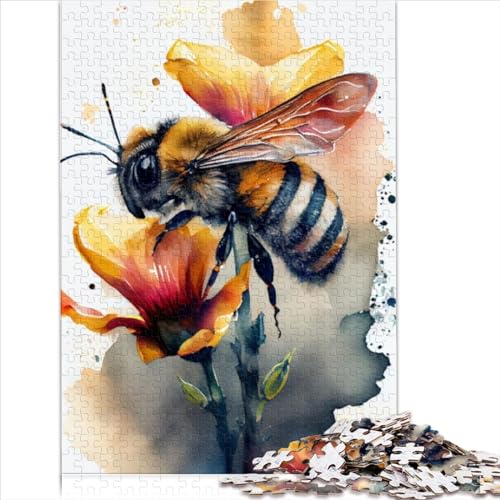 Puzzles für Erwachsene, 1000-teiliges Puzzle, Bienen-Aquarell-Puzzle für Erwachsene, Holzpuzzles, Puzzles für Erwachsene, Geschenke (Größe 75x50cm) von ZOMTOON