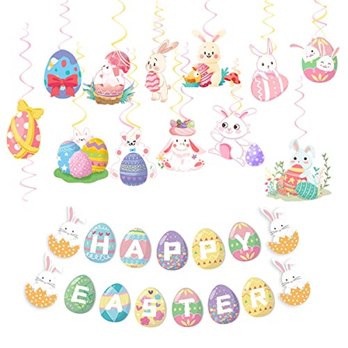 ZOMTTAR 2023 Happy Easter Banner Spiral Anhänger Frohe Osterdekoration für Home Supplies von ZOMTTAR