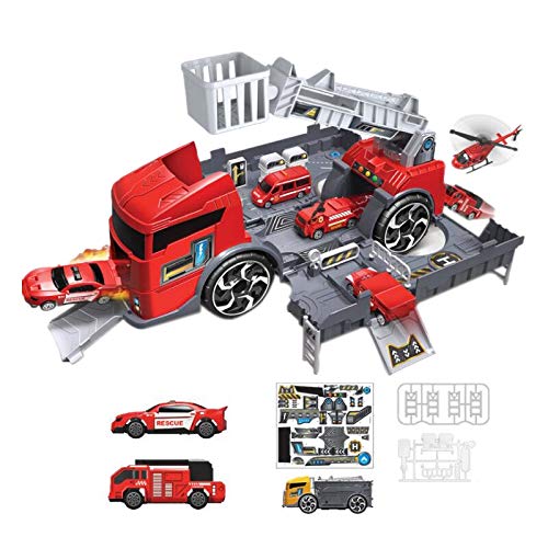 ZOMTTAR Simulation Spur TräGheit Kinder Puzzle Spielzeug Fahrzeug Auto Modell Verformung Feuerwehr Auto Fahrzeug Geschenk Rot von ZOMTTAR