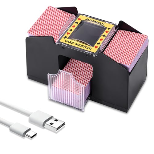 ZONJIE Automatische Elektrischer Kartenmischer für 4 Decks - USB/Batteriebetrieb, EIN-/Zwei-Deck-Kartenmischsortierer für Familienparty Clubspiel, Kartenspielwerkzeug-Zubehör von ZONJIE