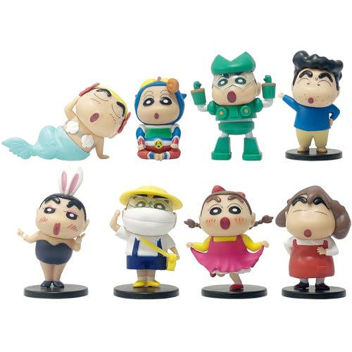 ZONSAANG Shinnosuke Figur, 8-teiliges Figuren-Set, Shinnosuke Nohara, Bleistiftstatue, Shin-Chan, Sammlung von Charakteren, Geschenk für Anime-Fans, 2,7 Zoll (2) von ZONSAANG