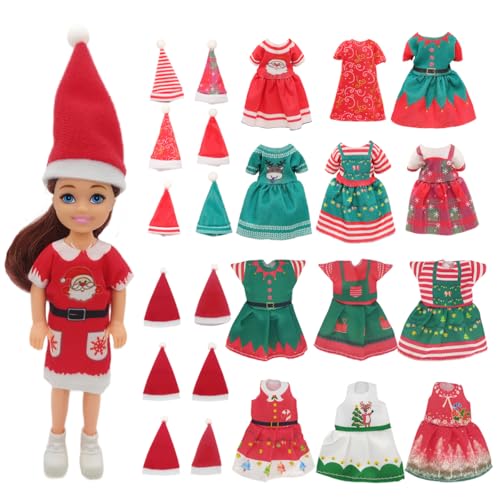 ZOOMIL Weihnachtskleidung für Mini Puppen, Weihnachten Puppenkleidung, 13 Stück Puppe Weihnachten Kleidung Outfits Kleider Hut, für 5 Zoll Doll Dekorationen ZOOMIL Weihnachtskleidung für Mini Puppen, Weihnachten Puppenkleidung, 13 Stück Puppe Weihnachten Kleidung Outfits Kleider Hut, für 5 Zoll Doll Dekorationen von ZOOMPIL