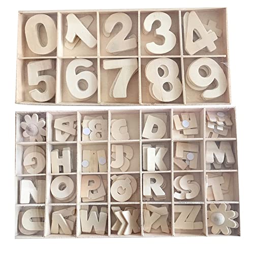 ZOOMPIL Holzbuchstaben Großbuchstaben, Holz Nummern und Buchstaben Set,Kinder-Holzspielzeug Alphabet & Nummer,Mini Holz mit kleinen Blumen,Early Learning pädagogisches Spielzeug Geschenk(172 Stück) von ZOOMPIL