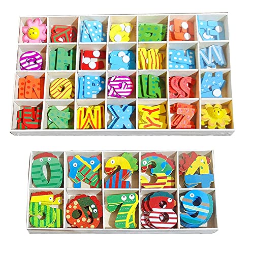 ZOOMPIL Holzbuchstaben Großbuchstaben, Holz Nummern und Buchstaben Set,Mini Holz mit kleinen Blumen,Kinder-Holzspielzeug Alphabet & Nummer,Early Learning pädagogisches Spielzeug Geschenk(148 Stück) von ZOOMPIL