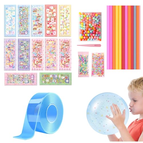 ZOOMPIL Nano Tape Bubbles, 27pcs Magie Nano Klebeband Set, 3m Nano Doppelseitiges Klebeband, Nano Tape Elastic Bubble DIY Craft Kit für Erwachsene Kinde, Blau von ZOOMPIL