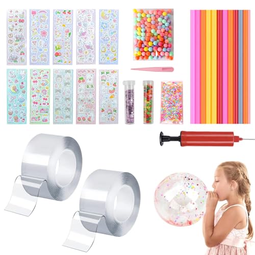 ZOOMPIL Nano Tape Bubbles, 28pcs Magie Nano Klebeband Set, 3m Transparentes Bubble Tape, Blowing Bubble Tape, Nano Tape Elastic Bubble DIY Craft Kit für Erwachsene Kinde von ZOOMPIL