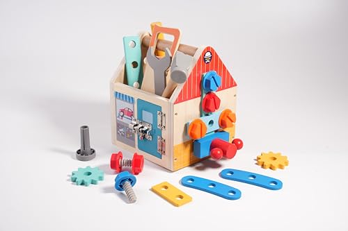 ZOOYAUE Werkzeugkoffer Kinder Spielzeug, Montessori Lernspielzeug, Holz Werkzeugkasten, Geburtstagsgeschenk für Mädchen und Jungen ab 3 Jahren von ZOOYAUE