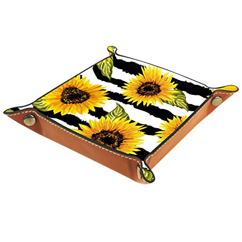 ZORE_FINE5 Folding Rolling Dice Games Tray Leather Square Jewelry Trays & Watch, key, coin, candy Storage Box Sunflower Stripe Zickzack Line von ZORE_FINE5