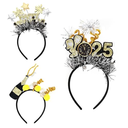 ZORESCOLEO Lametta Blingbling Stirnband 2025 Kopfbedeckung Weihnachten Party Foto Requisiten Weihnachten Party Kopfbedeckung Cosplay Zubehör von ZORESCOLEO