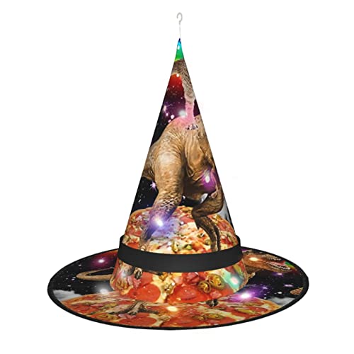 ZORIN Halloween-Hexenhut für Erwachsene, Zauberer-Hüte mit Lichtern, Katze, reitend, Dinosaurier-Hexenhut, Halloween-Dekoration, Kostüm-Zubehör für Halloween, Cosplay, Party, Maskerade, Haustiere, von ZORIN