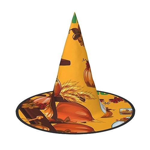 ZORIN Halloween Witches Hat Adult Wizard Hats Fancy Dress Autumn Pumpkin and Leaves Witches Hat Halloween Costume Decors for Cosplay Party Pets Garden von ZORIN
