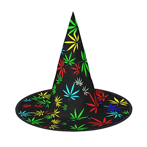ZORIN Halloween Witches Hat Adult Wizard Hats Fancy Dress Colorful Leaf Weed Witches Hat Halloween Costume Decors for Cosplay Party Pets Garden von ZORIN