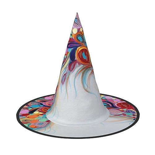 ZORIN Halloween Witches Hat Adult Wizard Hats Fancy Dress Colorful Peacock Beautiful Tail Feather Witches Hat Halloween Costume Decors for Cosplay Party Pets Garden von ZORIN