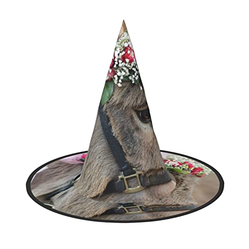 ZORIN Halloween Witches Hat Adult Wizard Hats Fancy Dress Cute Donkey with Garlands Witches Hat Halloween Costume Decors for Cosplay Party Pets Garden von ZORIN