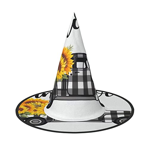 ZORIN Halloween Witches Hat Adult Wizard Hats Fancy Dress Hello Sunflowers Plaid Truck Witches Hat Halloween Costume Decors for Cosplay Party Pets Garden von ZORIN