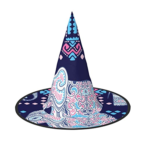 ZORIN Halloween Witches Hat Adult Wizard Hats Fancy Dress Indian Elephant Seamless Pattern Witches Hat Halloween Costume Decors for Cosplay Party Pets Garden von ZORIN