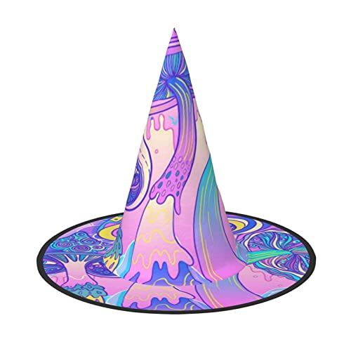 ZORIN Halloween Witches Hat Adult Wizard Hats Fancy Dress Mushroom Trippy Drawing Corlorful Stars Witches Hat Halloween Costume Decors for Cosplay Party Pets Garden von ZORIN