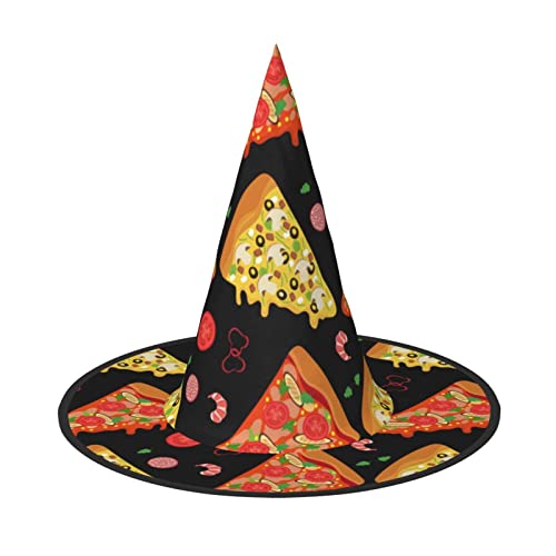 ZORIN Halloween Witches Hat Adult Wizard Hats Fancy Dress Pizza Slices Seamless Pattern Witches Hat Halloween Costume Decors for Cosplay Party Pets Garden von ZORIN