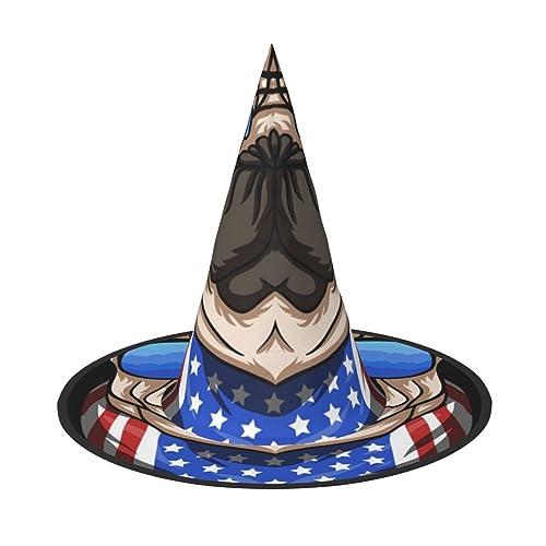 ZORIN Halloween Witches Hat Adult Wizard Hats Fancy Dress Pug Dog Eyeglasses Usa Flag Witches Hat Halloween Costume Decors for Cosplay Party Pets Garden von ZORIN