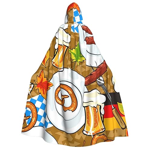 ZORIN Kapuzenumhang für Halloween-Kostüme, 149,9 cm, Robe mit Kapuze, Oktoberfest, Brezel, Bier, Unisex, Kostümumhänge für Halloween, Weihnachten, Cosplay, Party von ZORIN