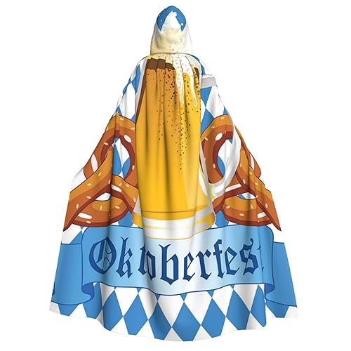 ZORIN Kapuzenumhang für Halloween-Kostüme, 149,9 cm, Robe mit Kapuze, Oktoberfest-Bier und Brezel, Unisex-Kostümumhänge für Halloween, Weihnachten, Cosplay-Party von ZORIN