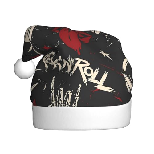 ZORIN Weihnachtsmütze Rock and Roll Skull Unisex Komfort Plüsch Für Weihnachten Neujahr Urlaub Party Supplies, Einheitsgröße, Schwarz von ZORIN