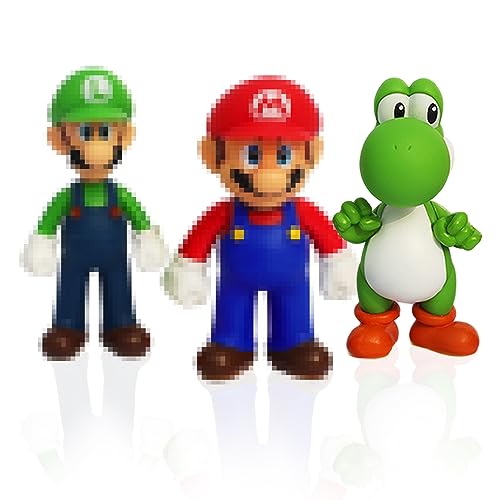 ZORTORZ 3 Stück Super Bros Figuren Set,Cartoon Bros Actionfiguren,Cartoon Bros Tortendeko Figuren Sammlung Modell für Kindergeschenke,Games Fans von ZORTORZ