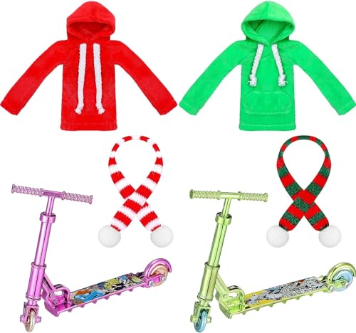 6 Stück Weihnachtselfe Zubehör Set,Elfenpuppe Kleidung,Weihnachtself Puppe Kapuzenpullover mit Schal,für Puppendekorationen Zubehör,Elfenpuppen Kleidungszubehör（B） von ZOSIGN