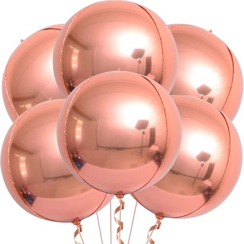 Luftballons Rosegold, 6 Stück 22 Zoll Metallic Rosegold Folienballon, 4D Metallic Helium Ballons, Luftballons Geburtstag Rosegold, für Mädchen Frauen Geburtstag Hochzeit Babyparty Dekoration von ZOSIGN