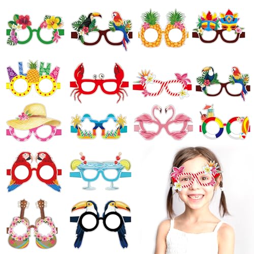 ZOSIGN Lustige Hawaiianische Brille, 16 Stück Hawaii Partybrillen, Tropische Party Sonnenbrille, Hawaiian Lustige Brille, für Hawaiianische Thema, Party Dekoration, Foto Requisiten von ZOSIGN