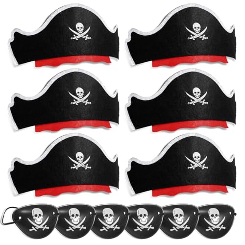 ZOSIGN Piraten Zubehör Set, 12pcs Piraten Set Kinder, Pirat Augenklappe, Pirate Accessories, Geeignet für Karibik-Maskerade-Cosplay-Party-Bühnen-Requisiten von ZOSIGN