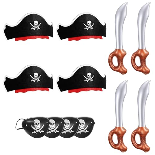 ZOSIGN Piraten Zubehör Set, 12pcs Piraten Set Kinder, Pirat Augenklappe, Piraten Messer, Geeignet für Karibik-Maskerade-Cosplay-Party-Bühnen-Requisiten von ZOSIGN